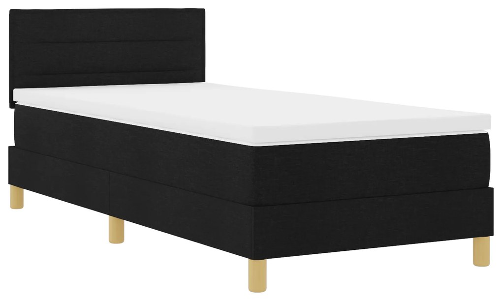 vidaXL Κρεβάτι Box Spring με Στρώμα & LED Μαύρο 90x200 εκ. Ύφασμα
