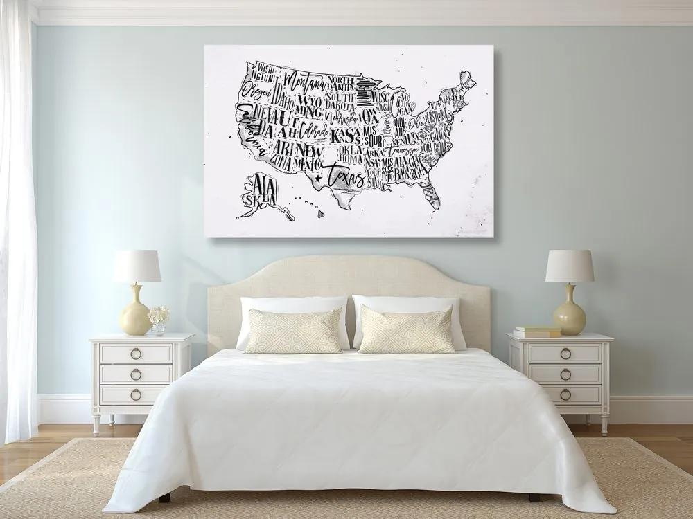 Εικόνα σε φελλό εκπαιδευτικό χάρτη των ΗΠΑ με επιμέρους πολιτείες σε αντίστροφη μορφή - 120x80  arrow