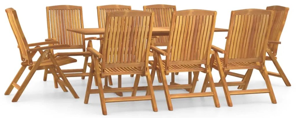vidaXL Σετ Τραπεζαρίας Κήπου 9 Τεμαχίων από Μασίφ Ξύλο Teak