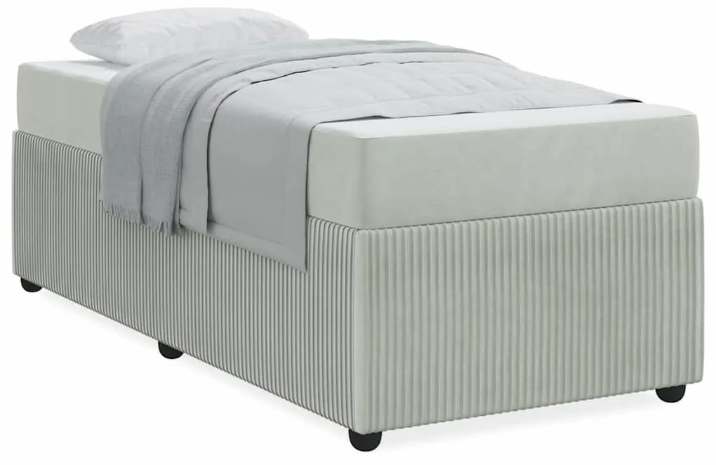 vidaXL Σκελετός Κρεβατιού με στρώμα Ανοιχτό γκρι 90 x 200 cm ύφασμα