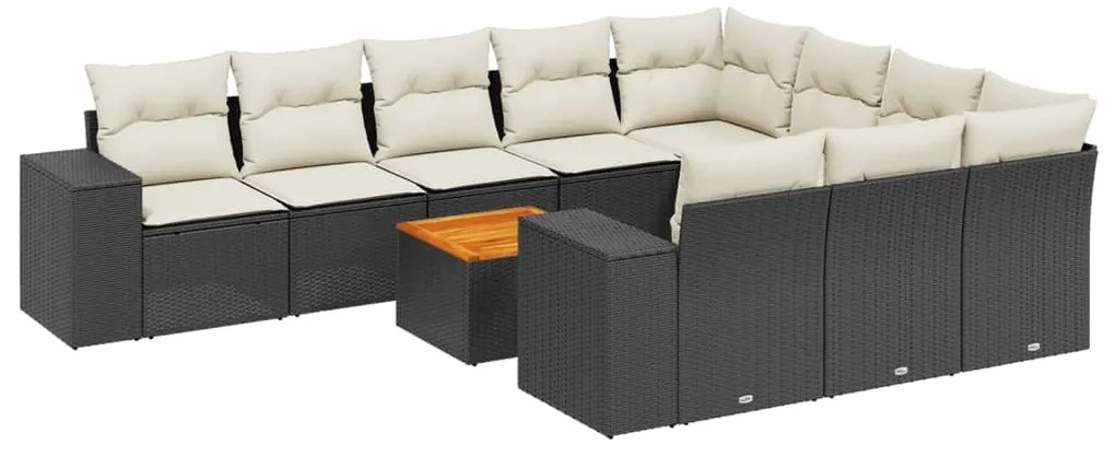 vidaXL Σαλόνι Κήπου Σετ 11 Τεμαχίων Μαύρο Συνθετικό Ρατάν με Μαξιλάρια