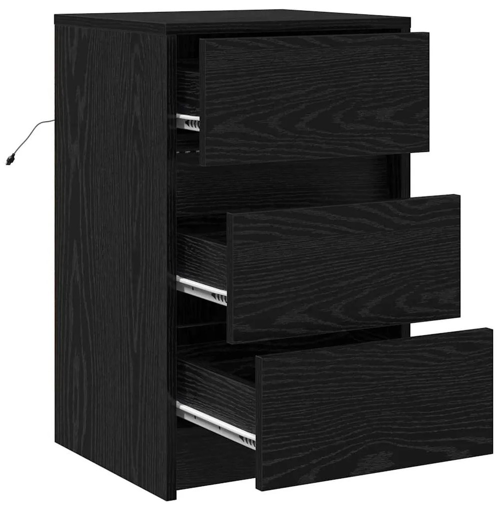 vidaXL Κομοδίνο με Μαύρη δρυς 38 x 34 x 61 εκ. Επεξεργασμένο ξύλο