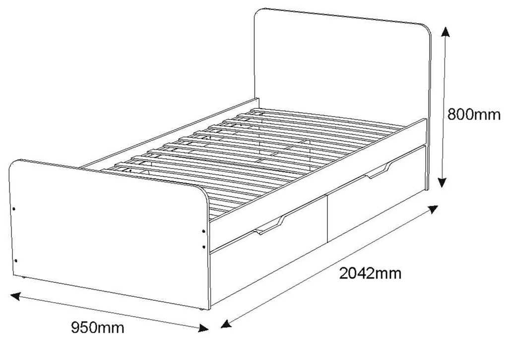 Παιδικό Κρεβάτι DIVONI γιά Στρώμα 200x90 cm Γκρι