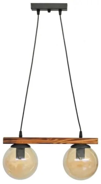 Κρεμαστό Φωτιστικό Οροφής Ράγα R-600 CABLE 2L WOOD 30-0072 Heronia-30-0072-Μπρονζέ 30-0072