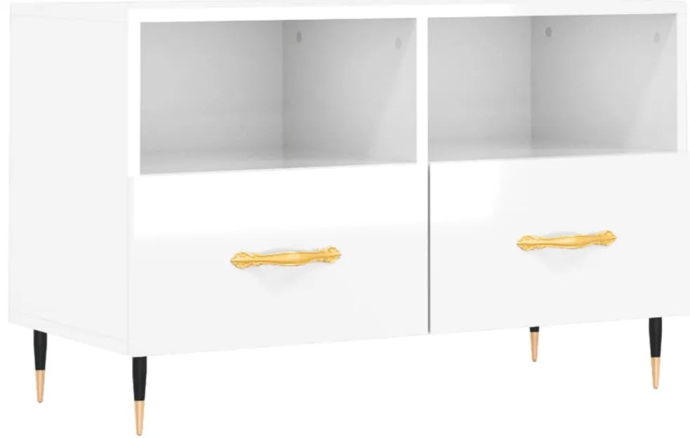 vidaXL Έπιπλο Τηλεόρασης Γυαλ. Λευκό 80x36x50 εκ. Επεξεργασμένο Ξύλο
