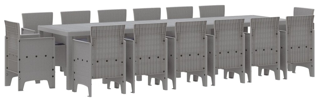 vidaXL Σετ Τραπεζαρίας Κήπου 15 pcs Ανοιχτό γκρι 14 θέσεων