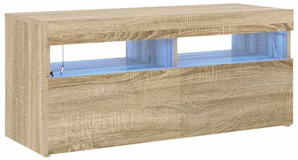 vidaXL Έπιπλο Τηλεόρασης με LED Sonoma Δρυς 90x35x40 εκ.
