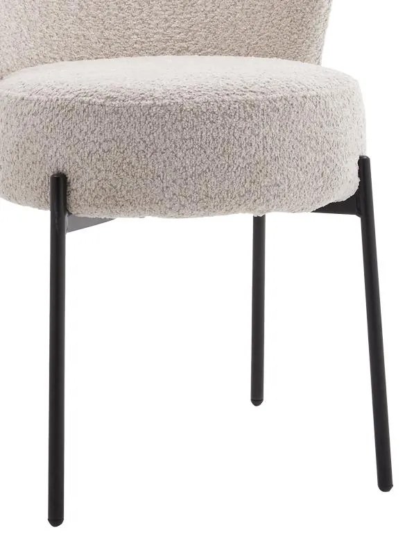 Καρέκλα Houlian εκρού ύφασμα-πόδι μαύρο μέταλλο 44x66x89εκ 2αδα 46x66x89 εκ.