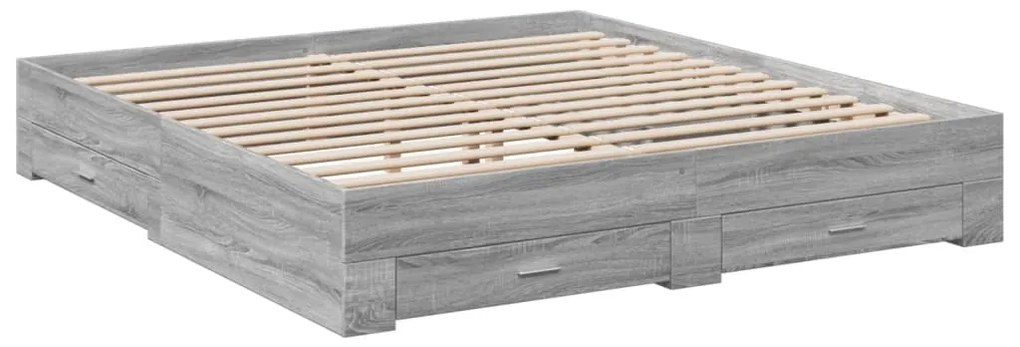 vidaXL Πλαίσιο Κρεβατιού με συρτάρια Γκρι sonoma 180x200εκ. Επεξ. Ξύλο