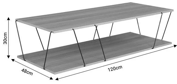 Tραπέζι σαλονιού Tars οακ-μαύρο 120x48x30εκ 120x48x30 εκ.
