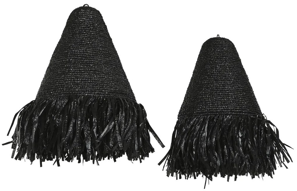 Σκιά Λάμπας Home ESPRIT Μαύρο Κλωστές Rafia 60 x 60 x 80 cm