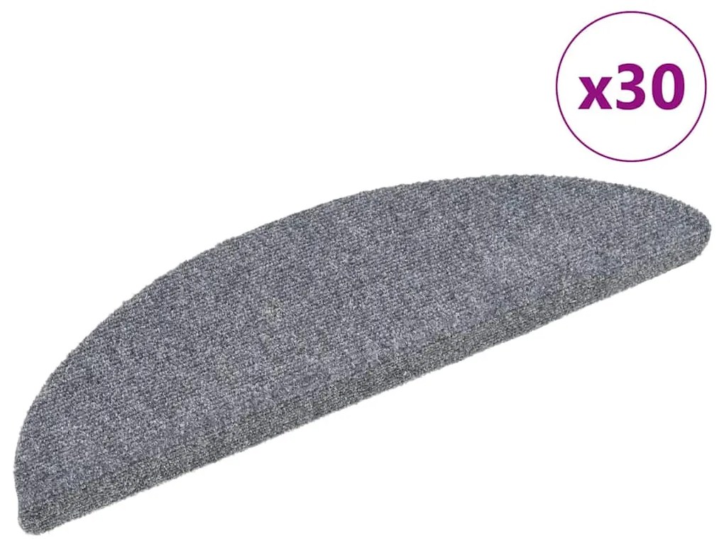 Πατάκια Σκαλιών Αυτοκόλλητα 30 τεμ. Ανοιχτό Γκρι Ημίκυκλα 56x17x3 εκ.