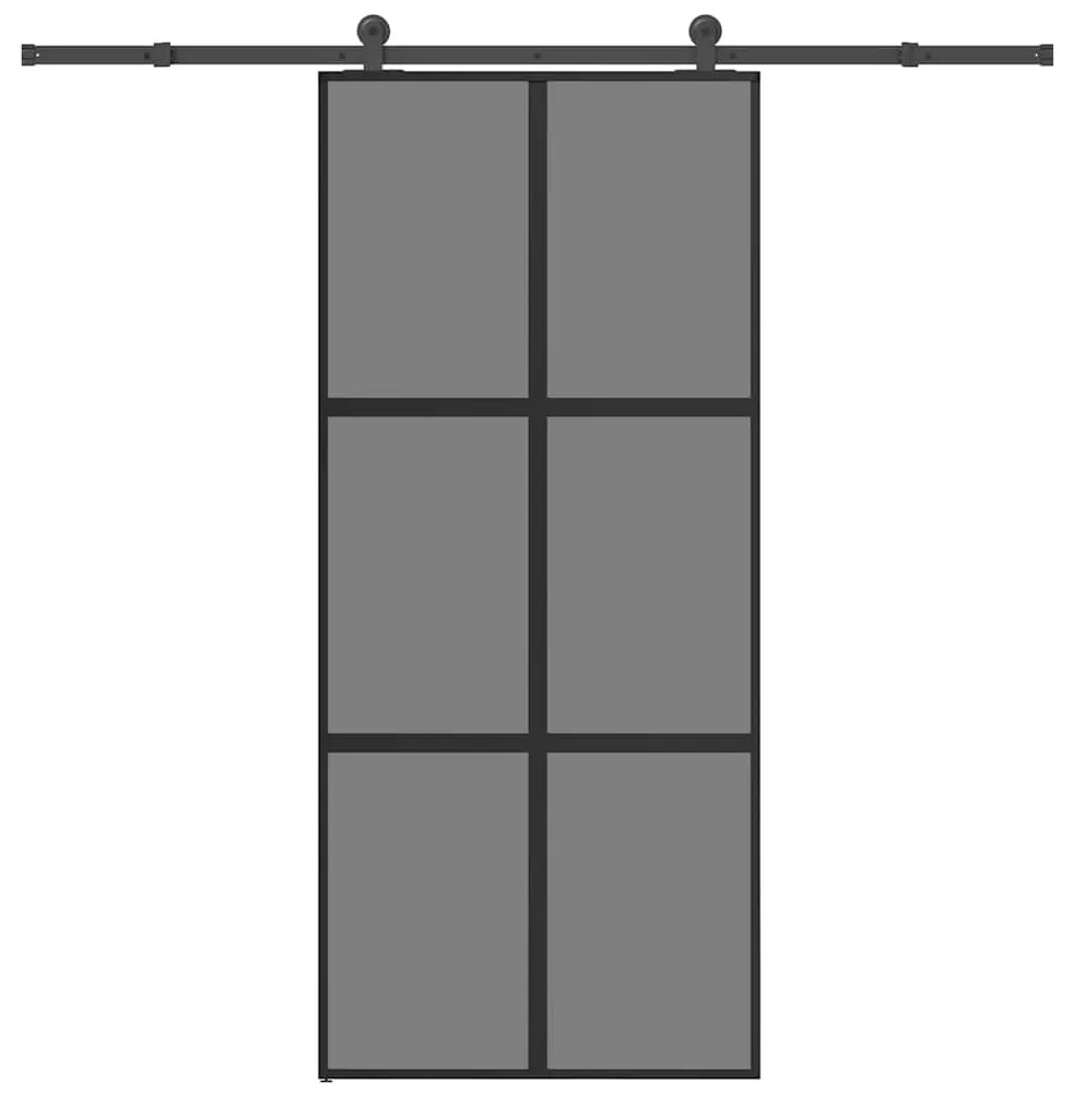 vidaXL Συρόμενη πόρτα με σετ υλικού 90x205 cm από γυαλί&Αλουμίνιο