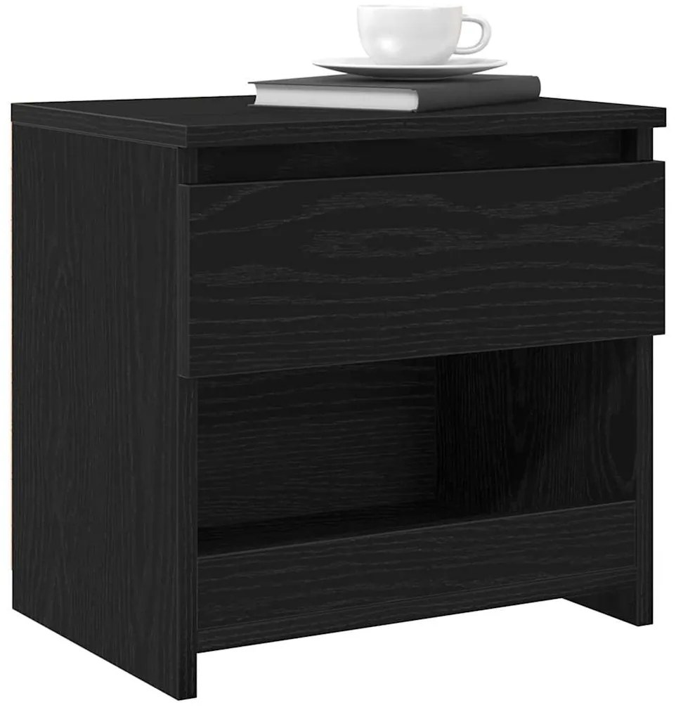 vidaXL Κομοδίνο 2 pcs Μαύρη Οξυά 40 x 30 x 39 εκ Επεξεργασμένο ξύλο