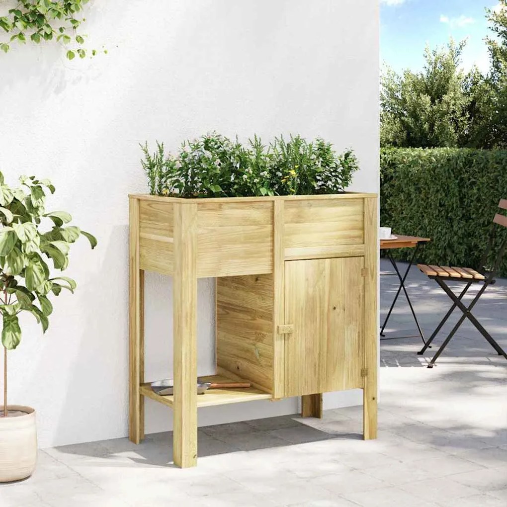 vidaXL Ανυψωμένο Κρεβάτι Κήπου με Αποθήκη 85x46x96 εκ. από Ξύλο Πεύκου.
