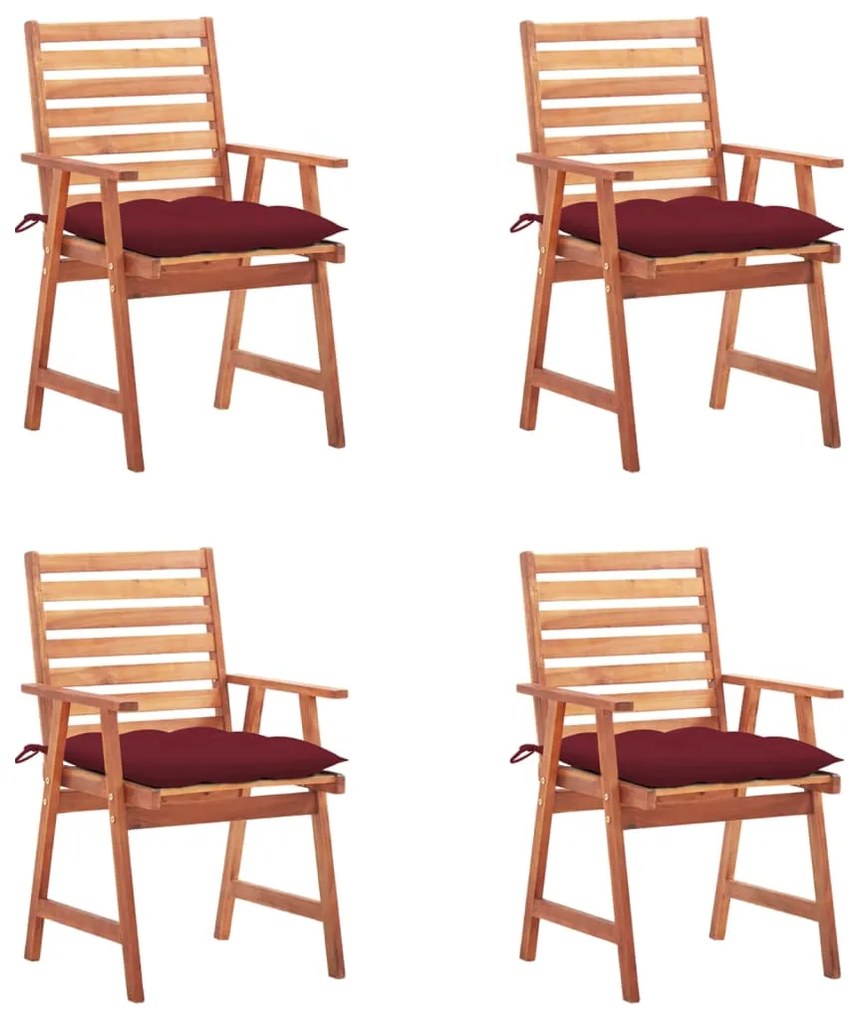 Καρέκλες Τραπεζαρίας Εξ. Χώρου 4 τεμ. Ξύλο Ακακίας με Μαξιλάρια