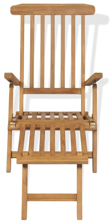 vidaXL Ξαπλώστρα με Υποπόδιο από Μασίφ Ξύλο Teak
