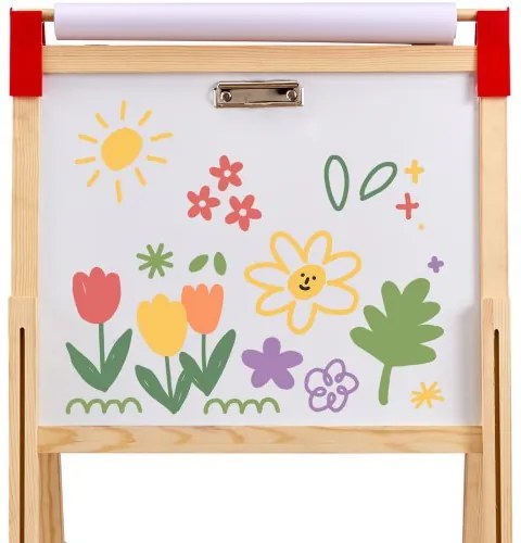 VEVOR 3-in-1 Kids Art Easel Double-Sided Wooden Magnetic Whiteboard Chalkboard