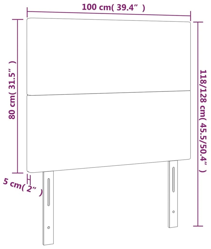 Κεφαλάρι Κρεβατιού LED Σκούρο Γκρι 100x5x118/128 εκ. Βελούδινο 3122187
