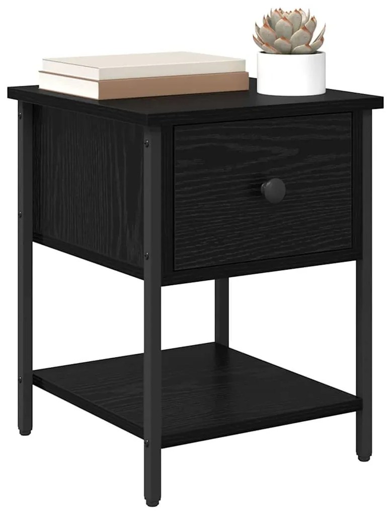 vidaXL Κομοδίνο 2 pcs Μαύρη Οξυά 34 x 35,5 x 45 εκ Επεξεργασμένο ξύλο