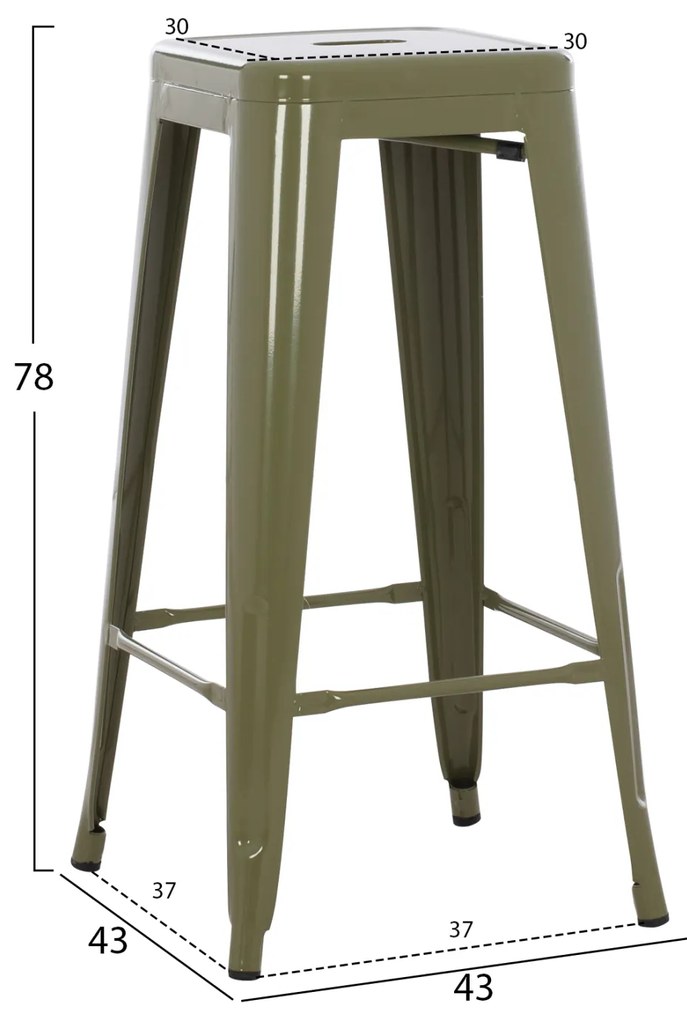 ΣΚΑΜΠΟ ΜΠΑΡ ΜΕΤΑΛΛΙΚΟ MELITA-PRO HM8642.43 ΣΕ DARK OLIVE 43x43x78Υεκ. (1 Τεμμάχια)