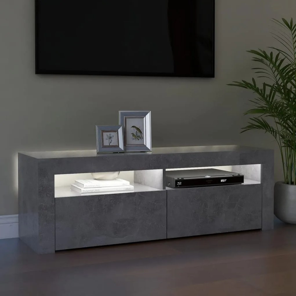 vidaXL Έπιπλο Τηλεόρασης με LED Γκρι Σκυροδέματος 120 x 35 x 40 εκ.