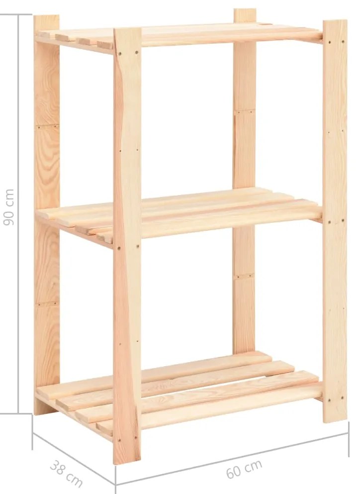 vidaXL Ραφιέρα 3 Επιπέδων 150 κ. 60x38x90 εκ. από Μασίφ Ξύλο Πεύκου