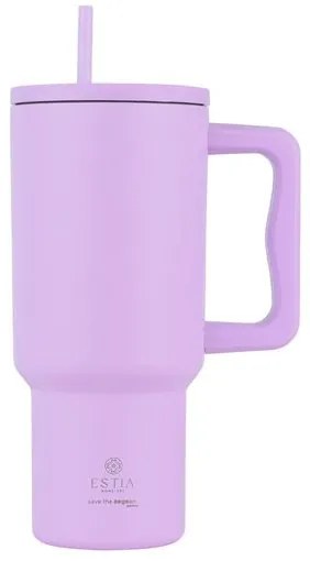 Estia Θερμός Ποτήρι Straw Tumbler XL 900ml Save The Aegean Lavender Purple 01-32159