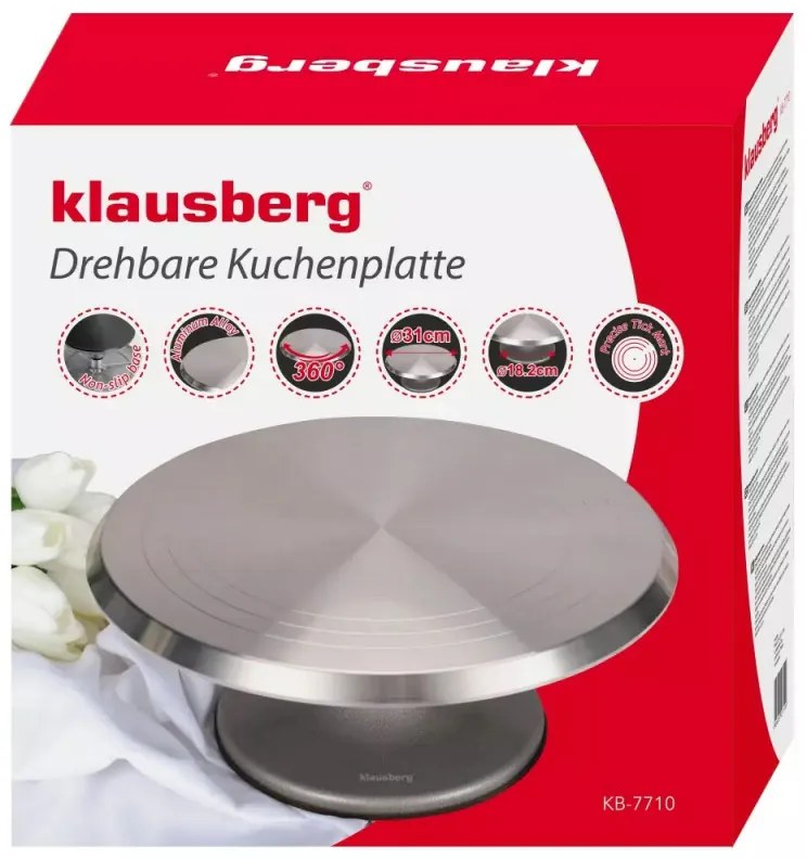 Βάση για το΄υρτα Klausberg KB 7710, Περιστρεφόμενη 360 g, 31 cm, Ασημί