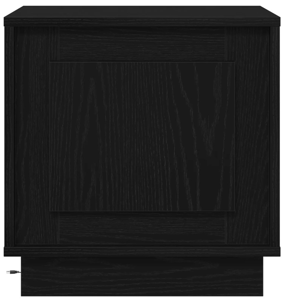 vidaXL Κομοδίνο με LED Φώτα Μαύρη Δρυς 44x34,5x45 εκ.