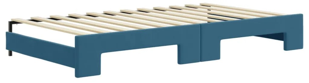 vidaXL Καναπές Κρεβάτι Συρόμενος Μπλε 100x200 εκ. Βελούδινος Συρτάρια