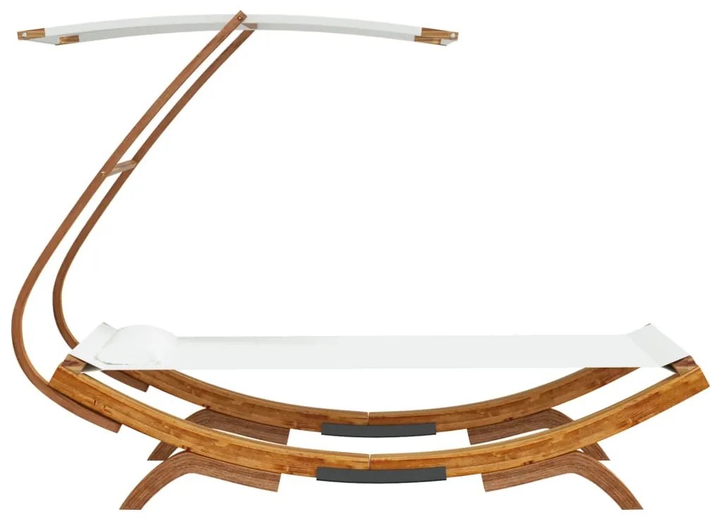 vidaXL Ξαπλώστρα ΕξΧώρου Κρεμ 100x190x134εκ Μασίφ Λυγισμένο Ξύλο Τέντα