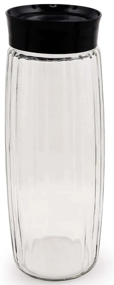 Βάζα Αποθήκευσης (Σετ 6Τμχ) 430KSV1537 10x10x26cm 1,6lt Clear-Black Hermia Γυαλί