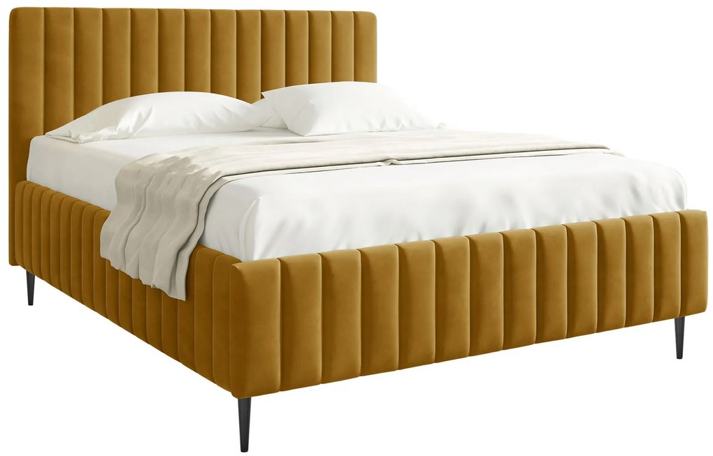 Επενδυμένο κρεβάτι Lewezo-Moustardi-180 x 200