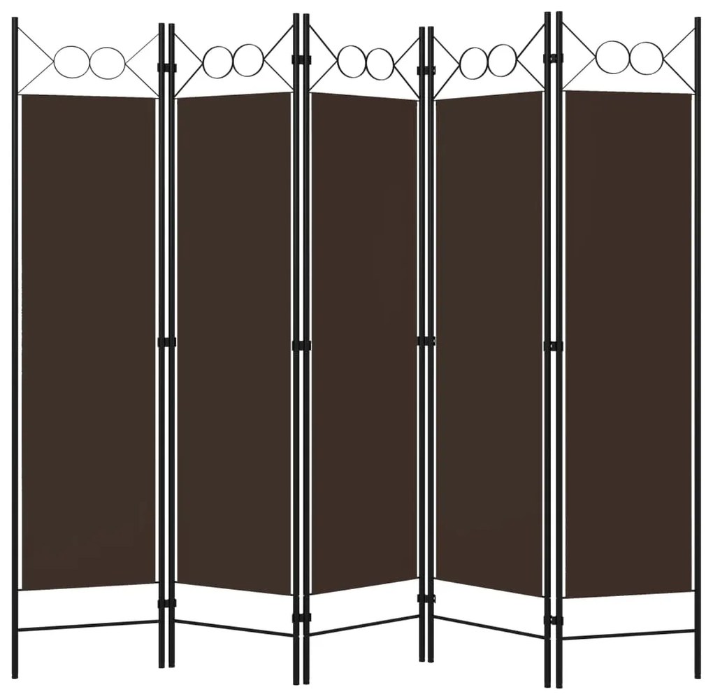 vidaXL Διαχωριστικό Δωματίου με 5 Πάνελ Καφέ 200 x 180 εκ.