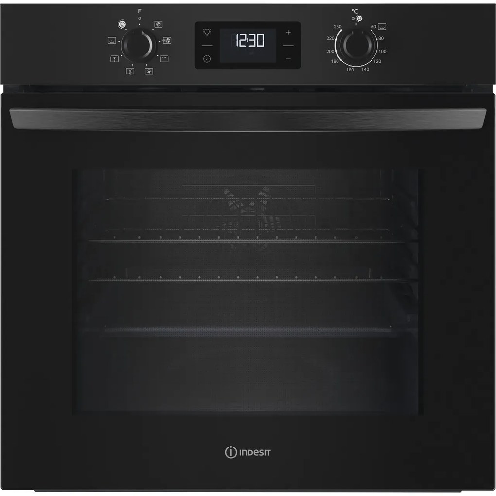 Indesit IO K58HS B Εντοιχιζόμενος φούρνος 71lt , Π59,6 εκ. , Μαύρος , Υδρόλυση