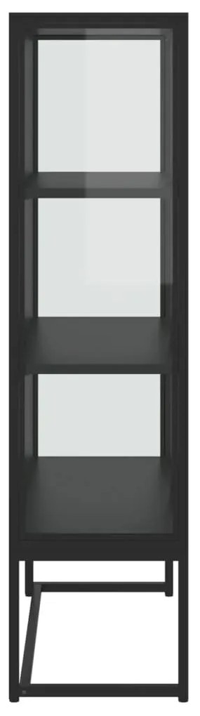 vidaXL Μπουφές Μαύρος 80 x 35 x 135 εκ. από Ατσάλι και Ψημένο Γυαλί