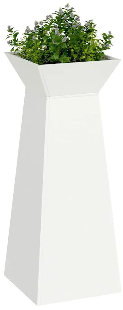 vidaXL Γλάστρα Κήπου με Κουβέρτα Λευκή 40x40x100 εκ Χάλυβας