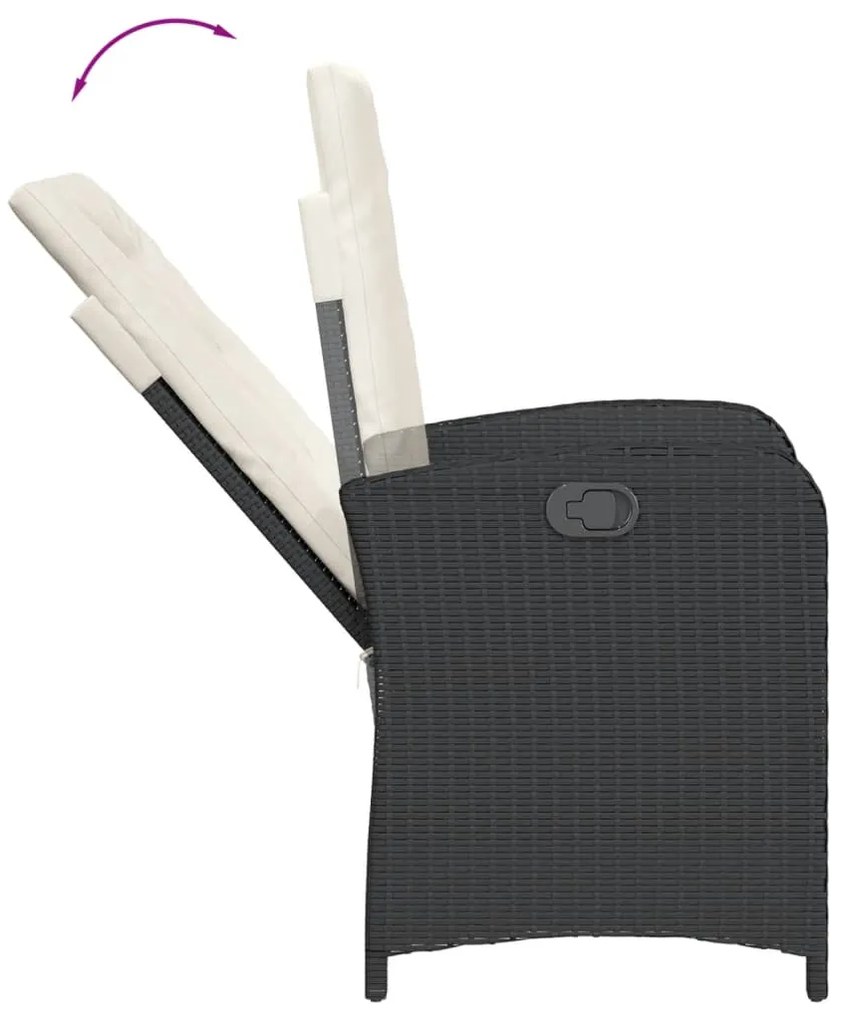 vidaXL Σετ Τραπεζαρίας Κήπου 5 Τεμαχίων Μαύρο Συνθ. Ρατάν με Μαξιλάρια