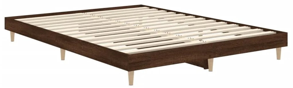 vidaXL Πλαίσιο Κρεβατιού Καφέ Δρυς 135x190 εκ. Επεξεργασμένο Ξύλο
