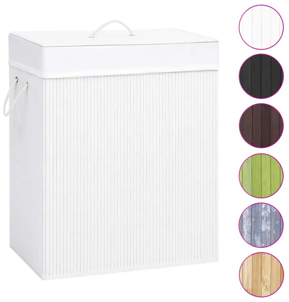 vidaXL Καλάθι Άπλυτων με 2 Τμήματα Λευκό 100 Λίτρα από Μπαμπού