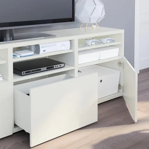 BESTÅ σύνθεση αποθήκευσης TV/γυάλινες πόρτες/συρτάρια με μαλακό κλείσιμο, 180x42x192 cm 794.071.91