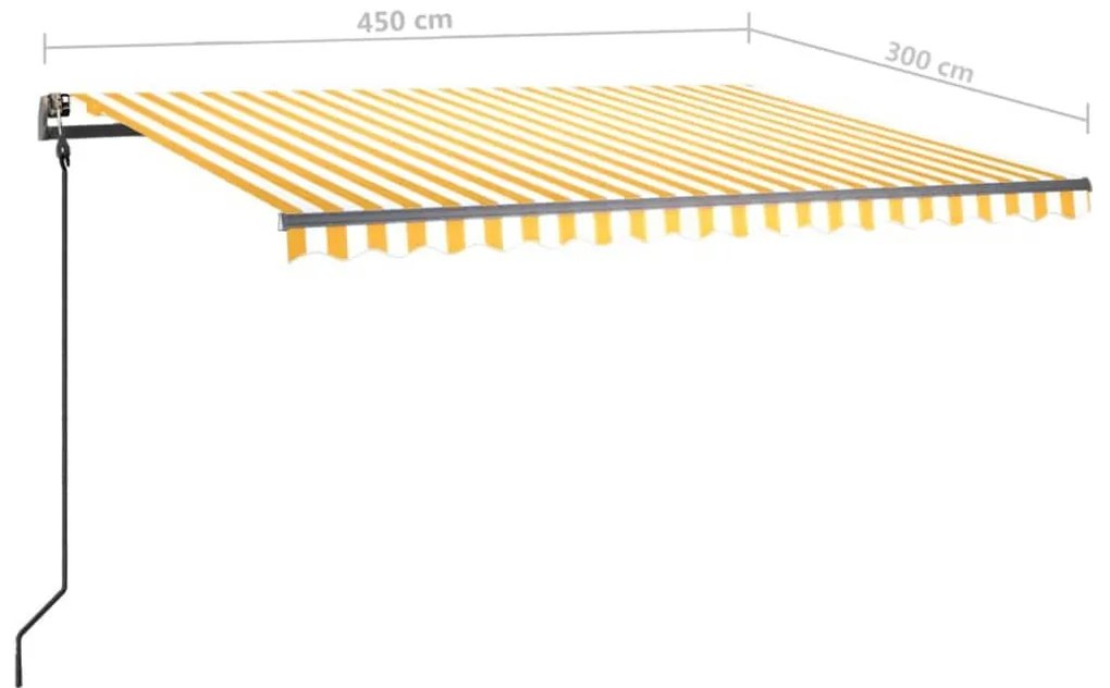 Τέντα Συρόμενη Χειροκίνητη με LED Κίτρινο / Λευκό 4,5x3 μ. - Κίτρινο