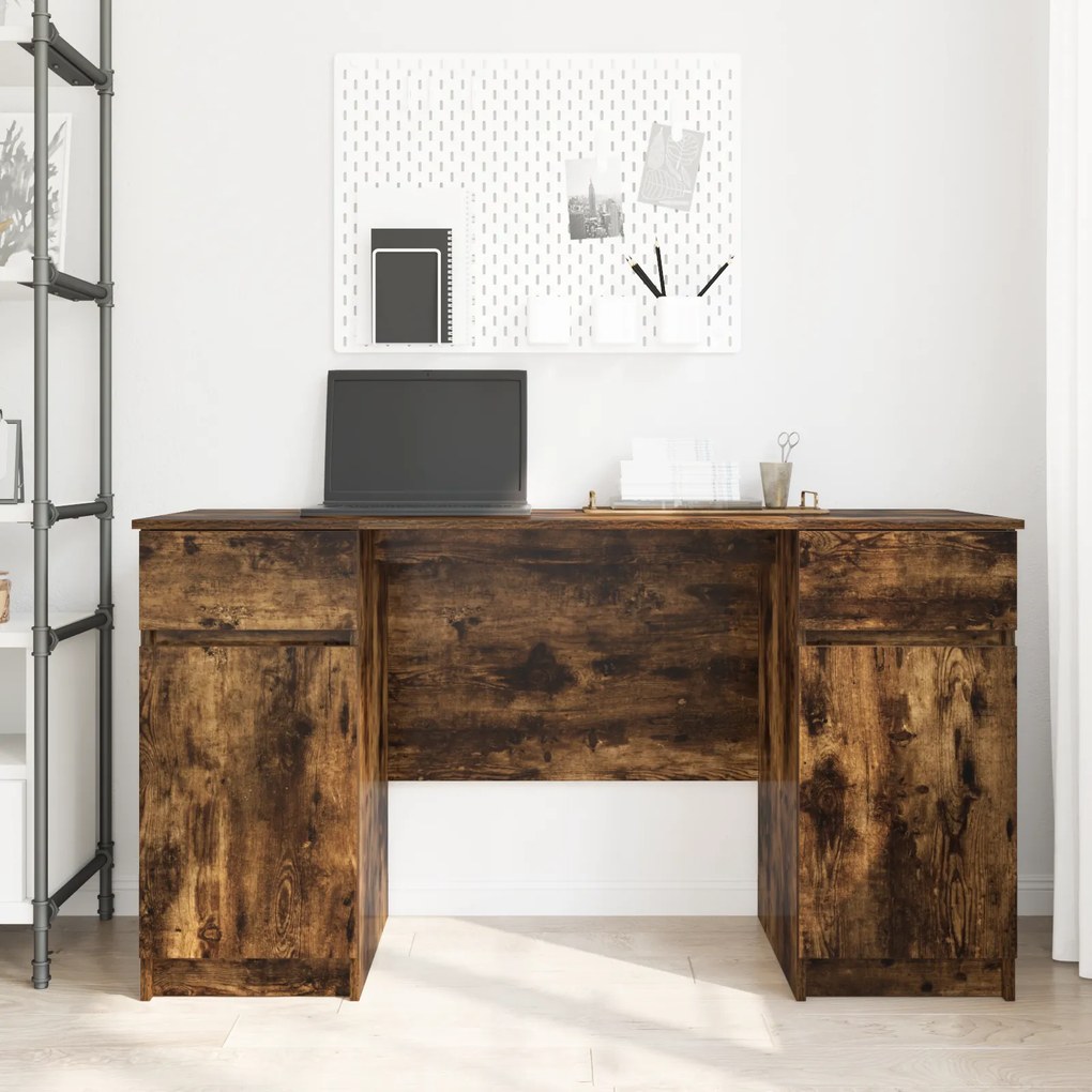 vidaXL γραφείο Καπνιστό Δρυς 140x49x76 εκ. Επεξεργασμένο ξύλο