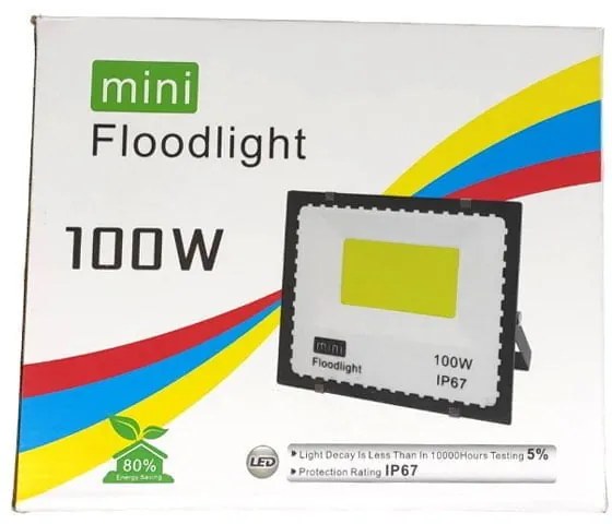 Mini Προβολέας IP66 Ισχύος 100W Ψυχρό φως – LED flood light
