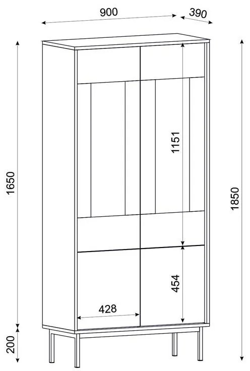 Βιτρίνα Trodel Fylliana Γκρί - Γκρί Δρύς 90*40*185 εκ. 90x40x185 εκ.