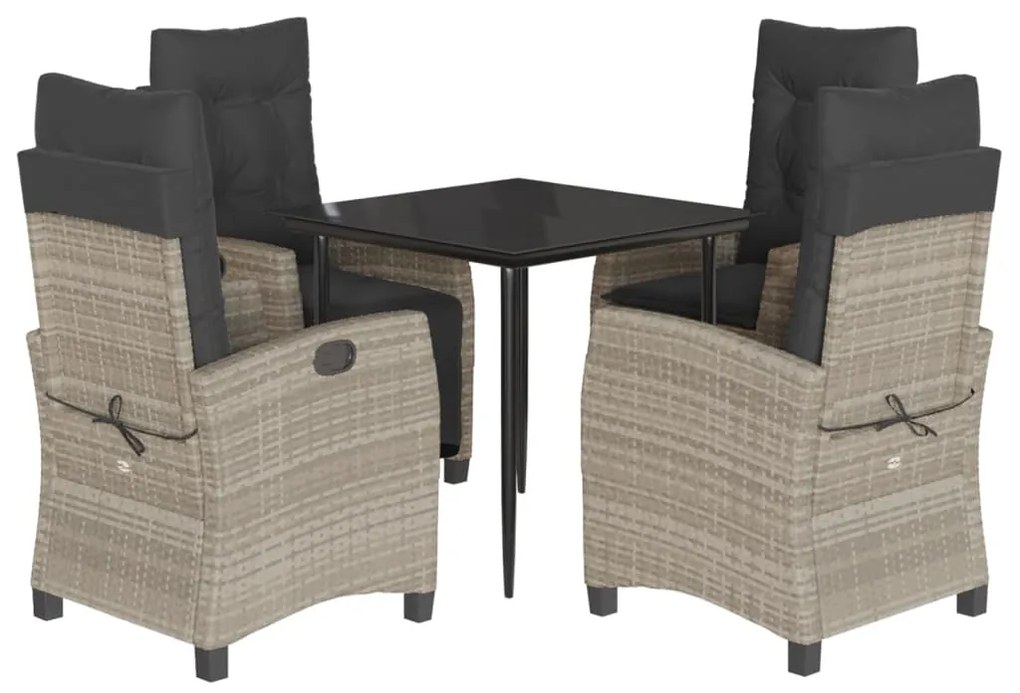 Σετ Τραπεζαρίας Κήπου 5 τεμ. Αν. Γκρι Συνθ. Ρατάν με Μαξιλάρια 3212844