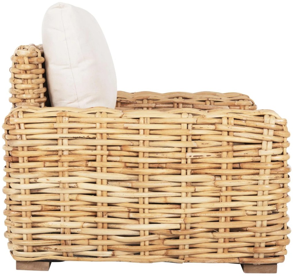 Καρέκλα - Πολυθρόνα TROPEL C9810 Ξύλο Mango με Φυσικό Rattan και Λευκά Μαξιλάρια 110x88x70-85Υεκ. 110x88x85 εκ.