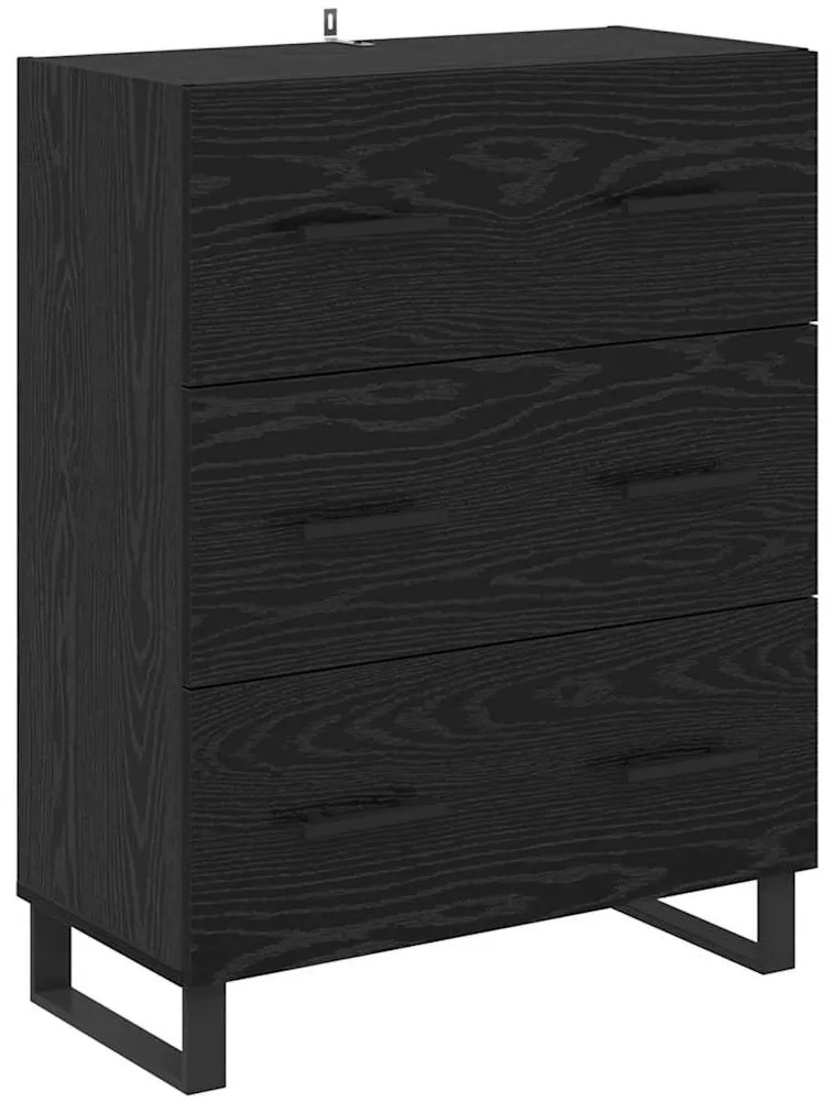 vidaXL Πλαϊνό γραφείο με συρτάρι Μαύρη Οξυά 69,5 x 34 x 90 εκ.