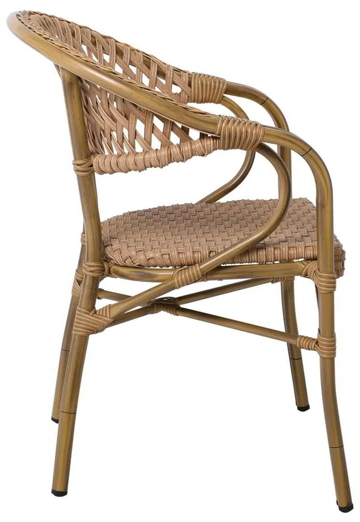 Rattan VEGERA Πολυθρόνα ALU &amp; Wicker Φυσικό 57x59x84cm